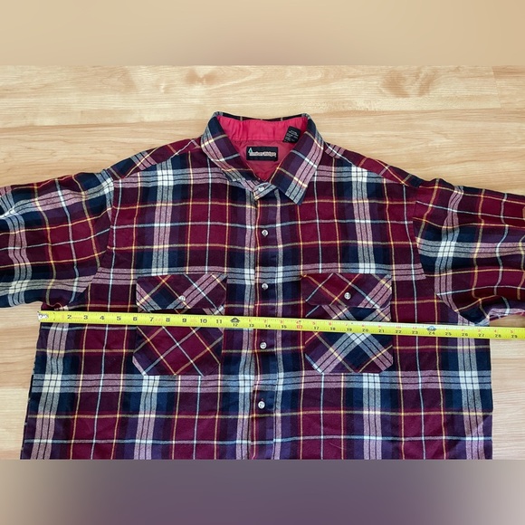 Vintage Timber Ridge Men’s Flannel Shirt Button Up Burgundy Blue Plaid Size XXL - Picture 6 of 7